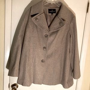 London Fog - Taupe Heather Double Lapel Wool-Blend Coat